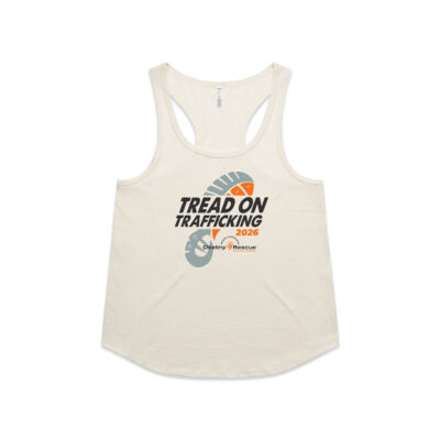 Woman's Tread on Trafficking White Razorback Singlet Thumbnail